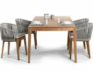 Comedor 4 puestos en Madera con Silla Tejidas en Reata