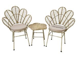 Set Flor En Mimbre Natural Sillas Para Sala Bajo Techo