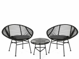 Set de Terraza Metálico en Ratán Sintético