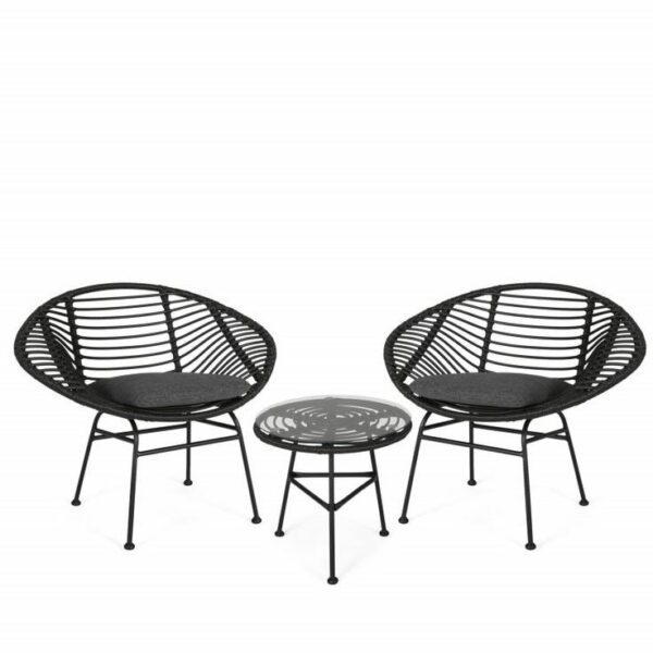 Set de Terraza Metálico en Ratán Sintético