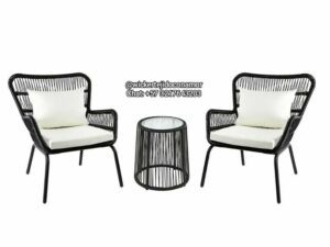 Set de terraza Metálico en Mimbre Pvc
