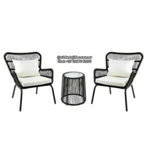 Set de terraza Metálico en Mimbre Pvc