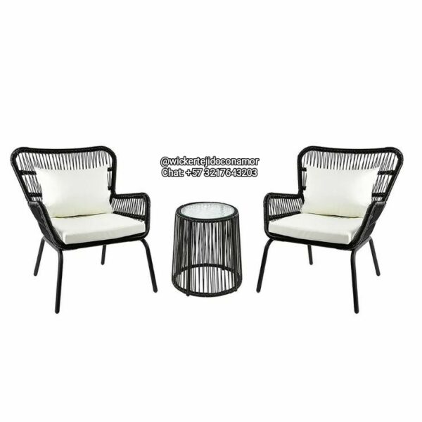 Set de terraza Metálico en Mimbre Pvc