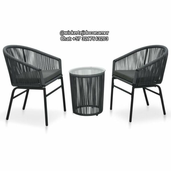 Set en Aluminio y Mimbre Plástico PVC
