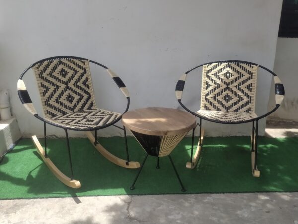 Set de Terraza 2 Mecedoras Rombos + Mesa de Centro