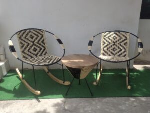 Set de Terraza 2 Mecedoras Rombos + Mesa de Centro
