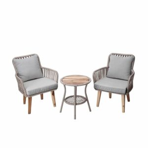 Set Metálico con Madera y Cordón o Ratán Sintético