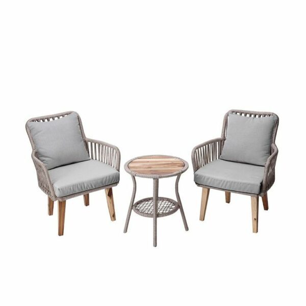 Set Metálico con Madera y Cordón o Ratán Sintético