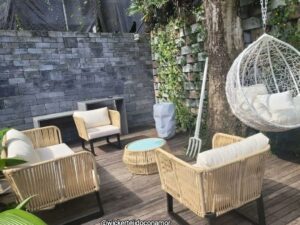 Sala en aluminio tejida en ratán sintético